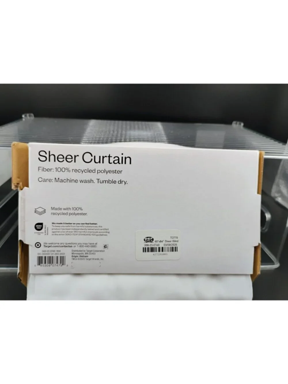 Room Essentials 84-Inch White Sheer Curtain 100% Recycled Polyester